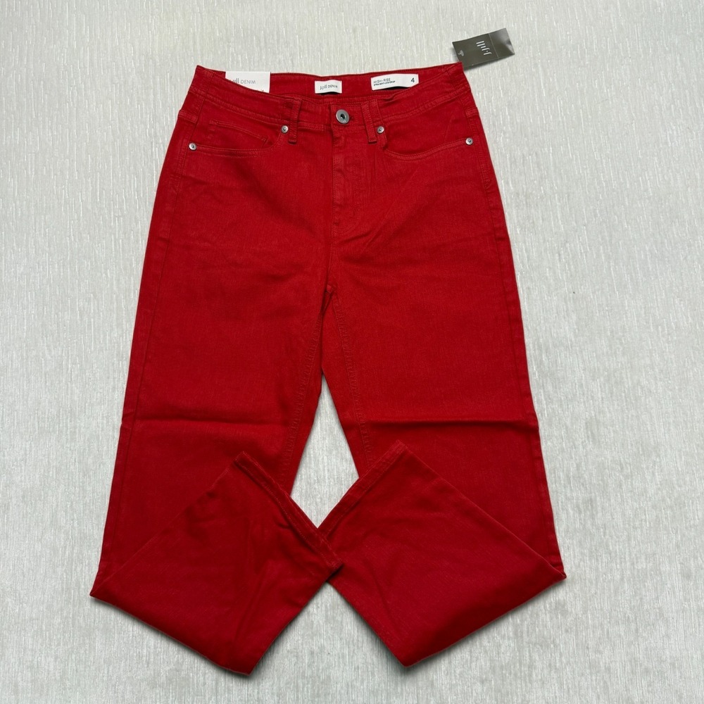 J. Jill High Rise Straight Leg Cropped Jeans Womens 4 Red Denim Stretch 56684902